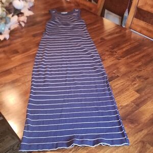 Universal Thread Blue And White Stripe Ribbed Tank Maxi Dress Large